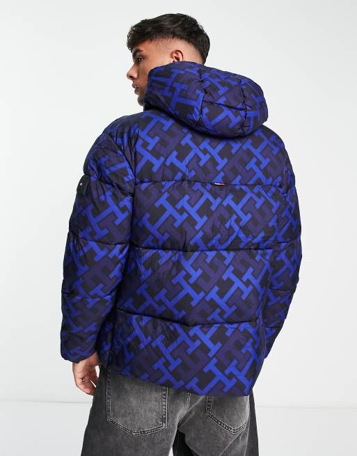 Tommy Hilfiger monogram-pattern Padded Jacket - Blue