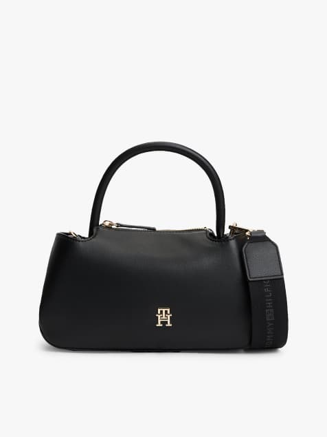 Tommy Hilfiger monogram repeat logo satchel in black - view 1