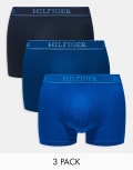 [Tommy Hilfiger] Tommy Hilfiger Monotype 3 pack trunks in blue tones-Multi S MULTI
