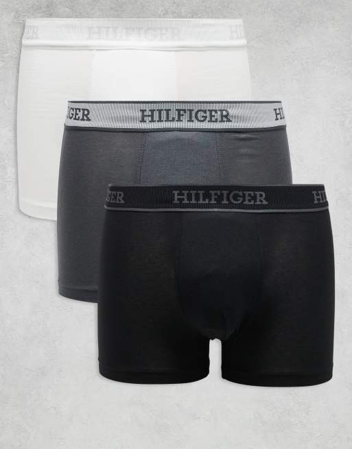 Tommy Hilfiger Monotype 3er Pack Unterhosen in Grau WeiB und Schwarz