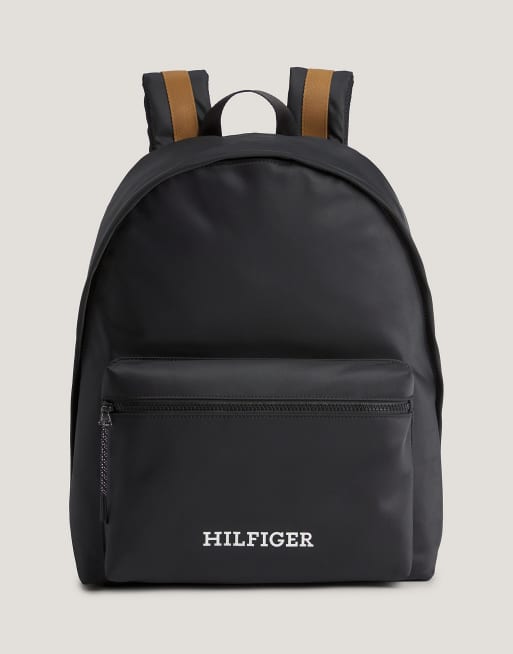 Tommy Hilfiger – Monotype – Abgerundeter Rucksack in Schwarz mit Logo