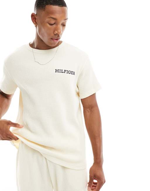 Tommy Hilfiger – Monotype – Beżowy T-shirt domowy
