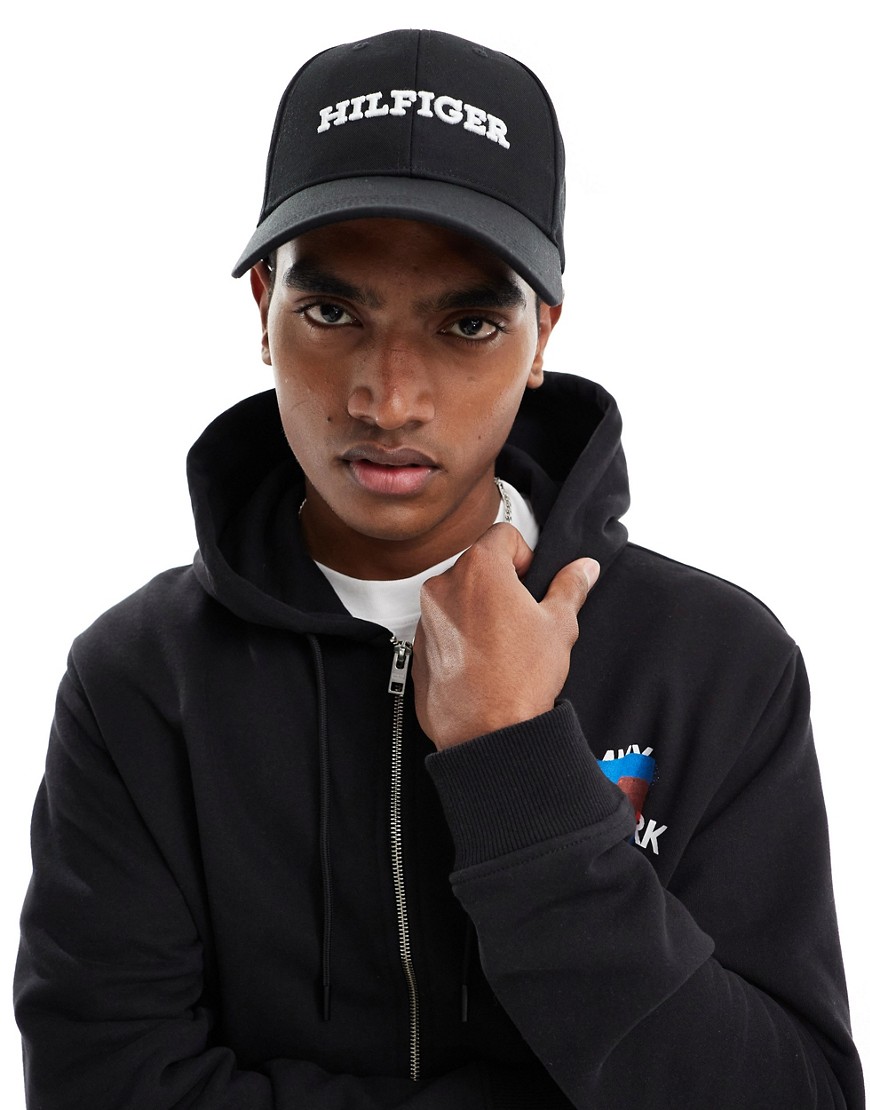 Tommy Hilfiger monotype canvas 6 panel cap in black