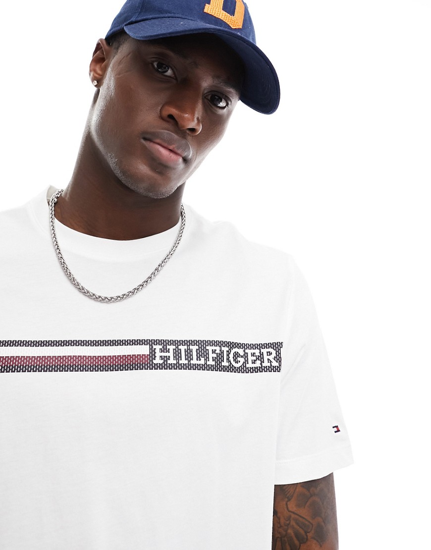 Tommy Hilfiger monotype chest stripe t-shirt in white