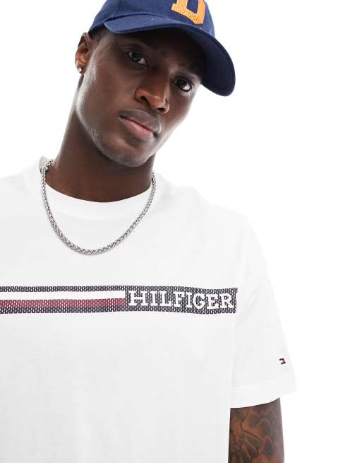 Tommy Hilfiger monotype chest stripe t shirt in white