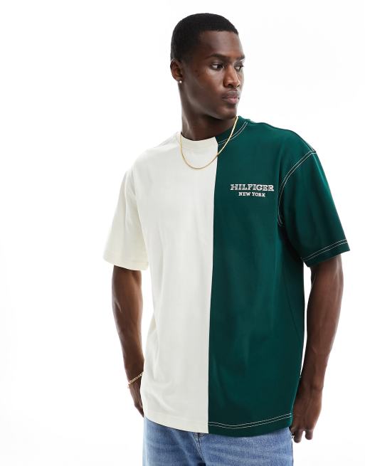 Tommy Hilfiger monotype color block t shirt in cream ASOS
