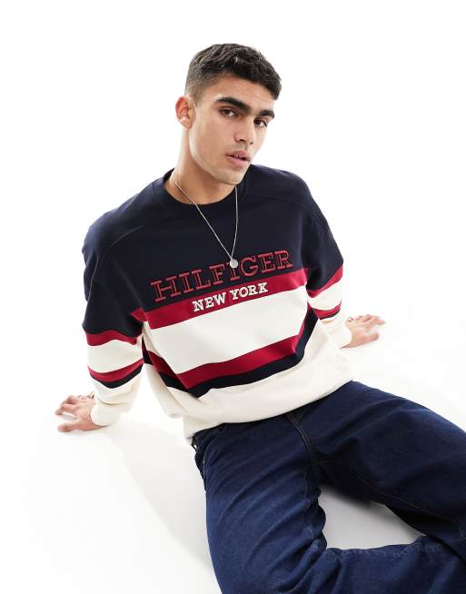 Tommy Hilfiger monotype colourblock sweatshirt cream ASOS in 