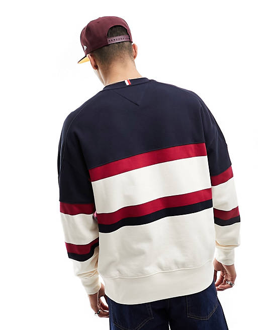 Tommy Hilfiger monotype colourblock sweatshirt in cream | ASOS