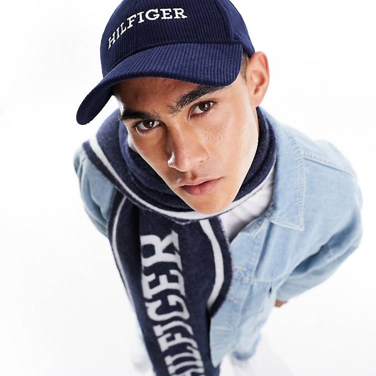 Tommy Hilfiger monotype corduroy cap in space blue | ASOS