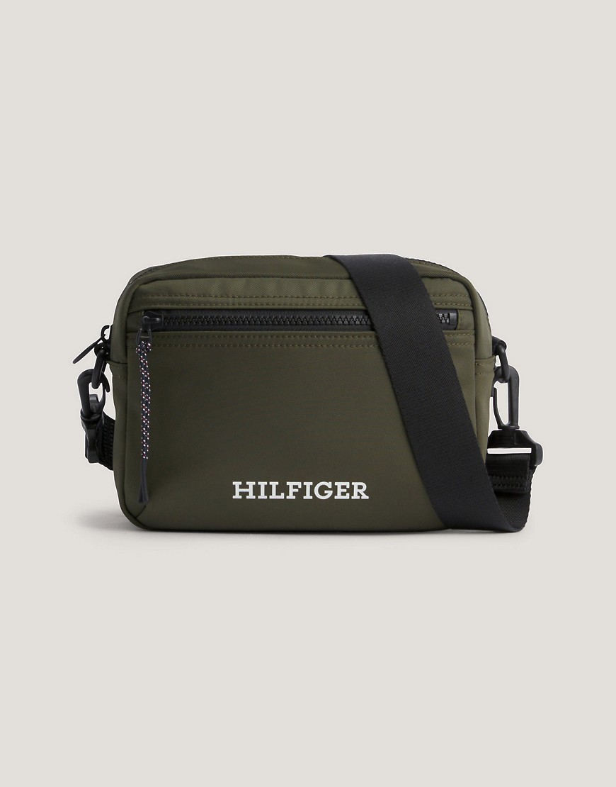 Tommy Hilfiger monotype logo reporter bag in Army Green