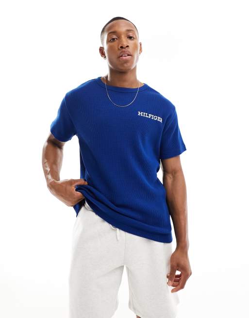 Tommy Hilfiger – Monotype – Niebieski T-shirt domowy