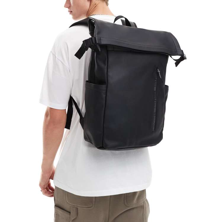 Tommy Hilfiger monotype rolltop backpack in black ASOS
