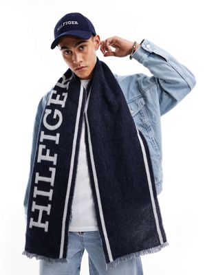 Tommy Hilfiger Monotype Scarf In Space Blue-navy