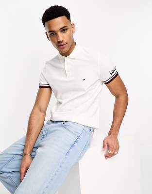 Tommy Hilfiger Tommy Hilfiger monotype slim fit polo in white
