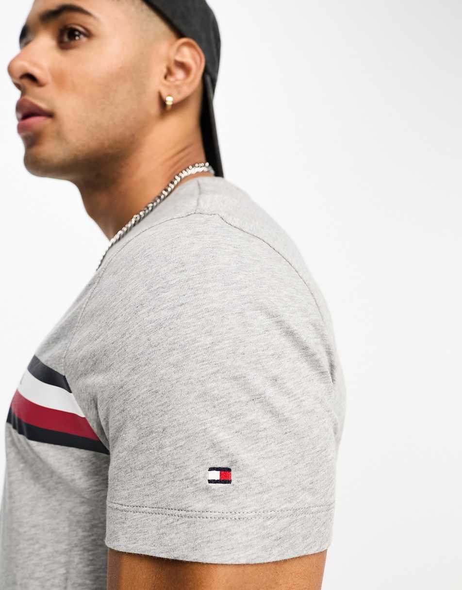 Tommy Hilfiger monotype stripe logo t-shirt in grey 1