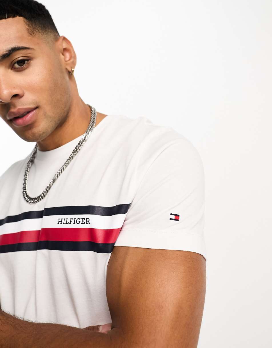 Tommy Hilfiger monotype stripe logo t-shirt in white