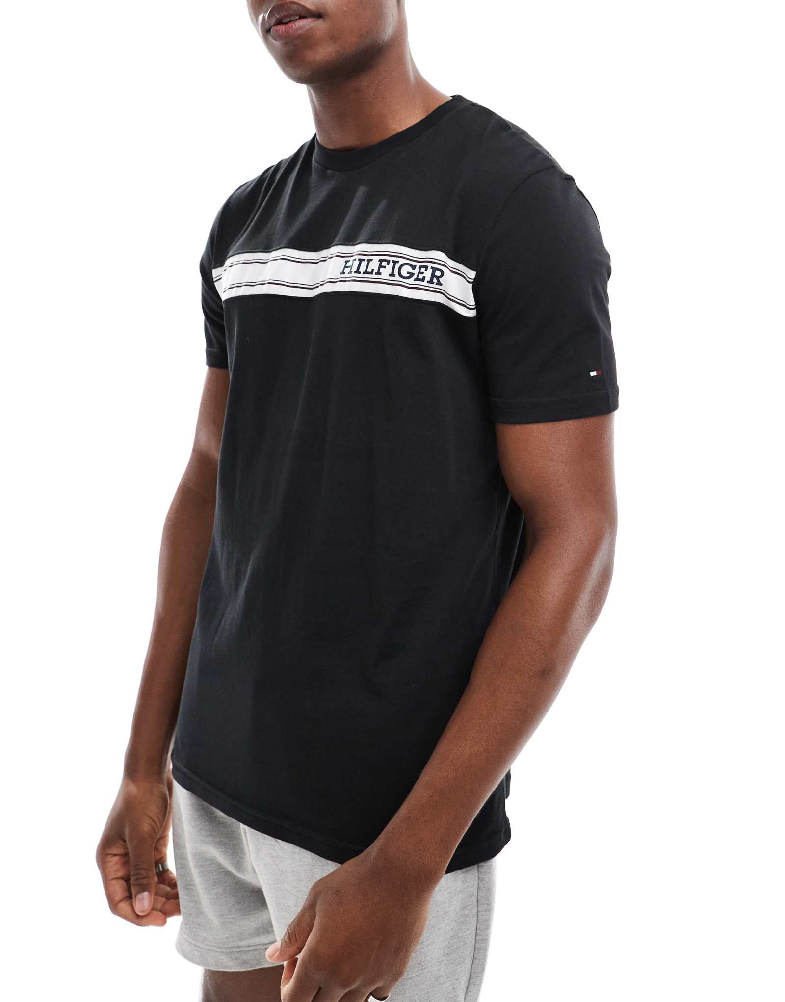 Футболка Tommy Hilfiger monotype stripe lounge черного цвета