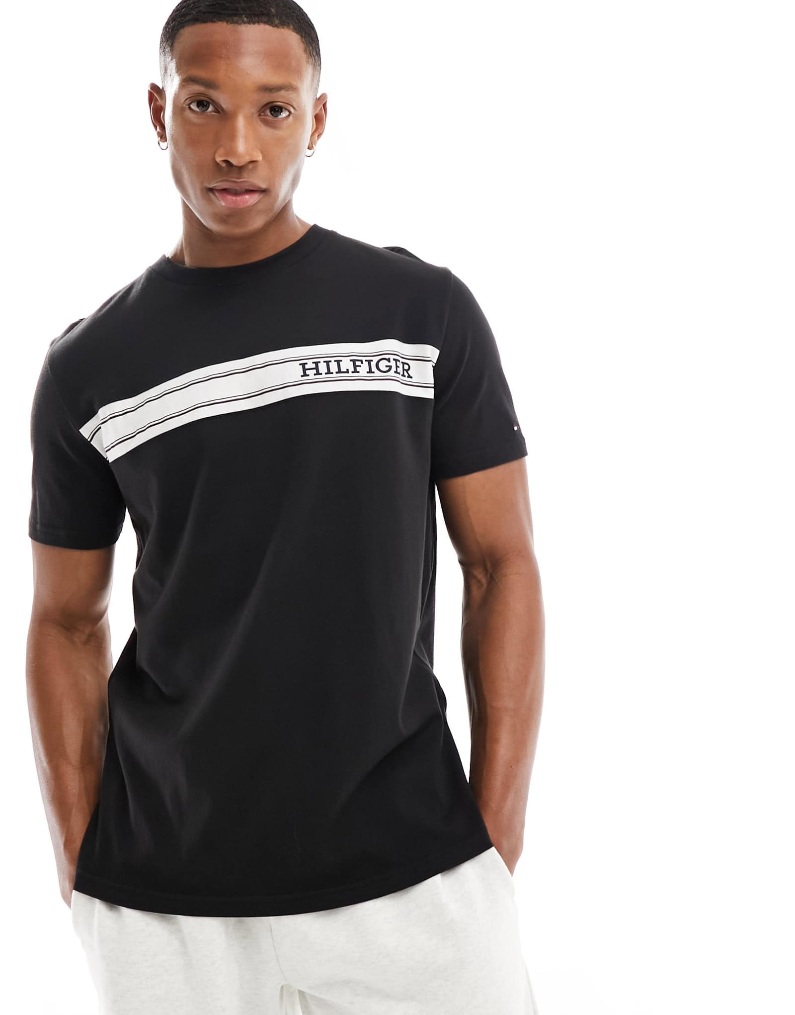 Футболка Tommy Hilfiger monotype stripe lounge темно-синего цвета