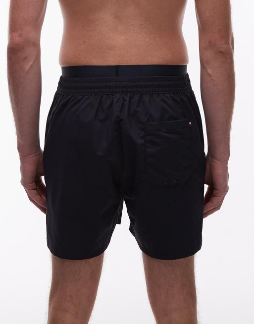 Tommy Hilfiger – Mörka marinblå badshorts med dubbelt midjeband och dragsko, 5 av 5