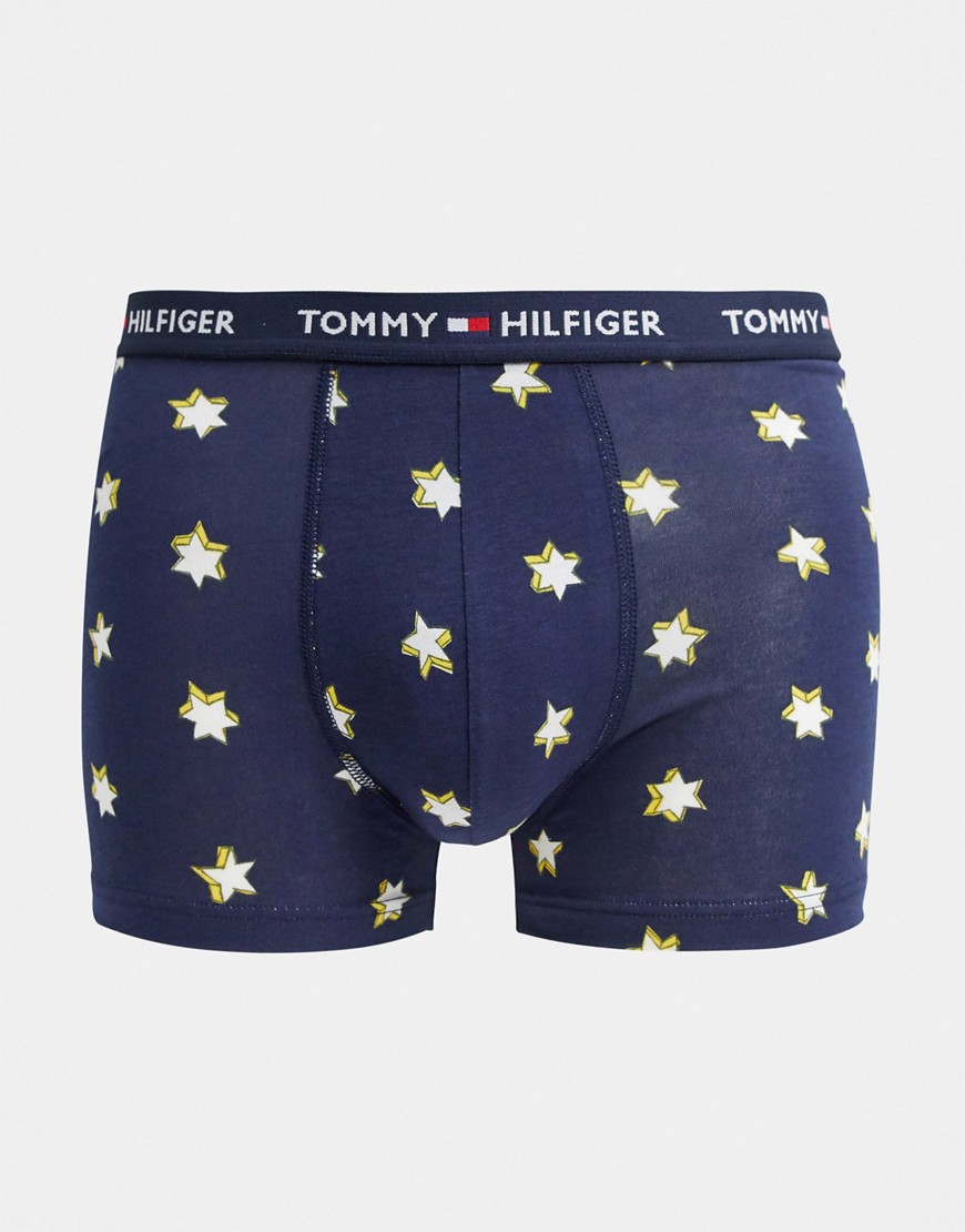 Tommy Hilfiger – Mörkblå, stjärnmönstrade trunks i bomull-Marinblå
