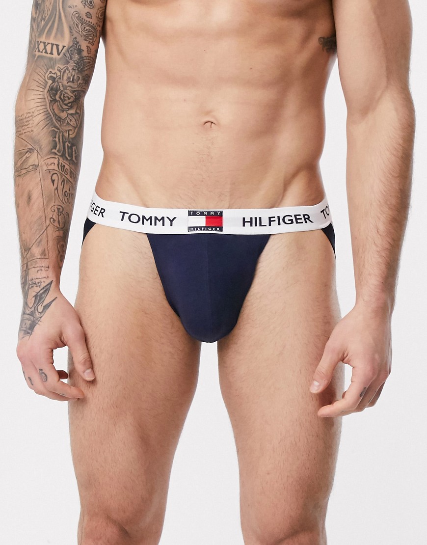 Tommy Hilfiger – Mörkblå suspensoar med flagglogga i midjan-Marinblå