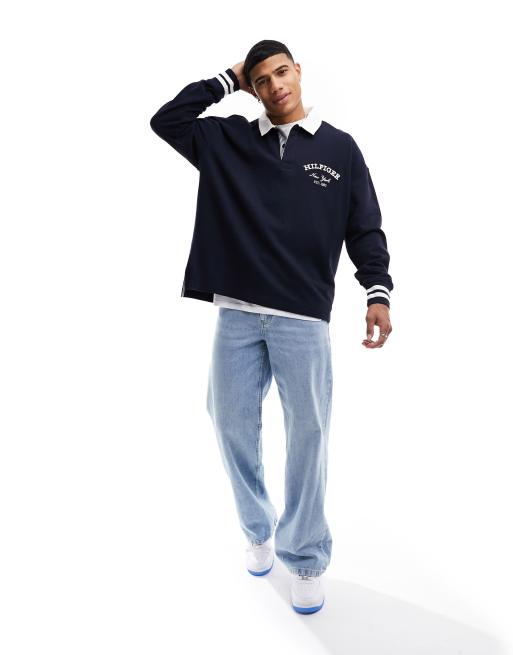 Tommy Hilfiger - Mørk marineblå rugby-skjorte i preppy stil, 2 af 4
