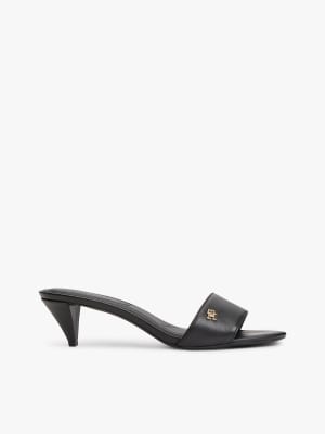 Mules en cuir à talon et monogramme TH - Noir 37