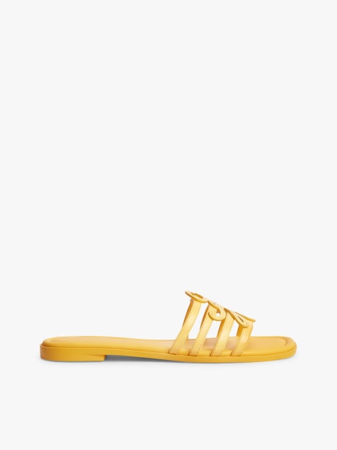 Tommy Hilfiger - Mules en cuir avec bride à logo - Jaune - view 1