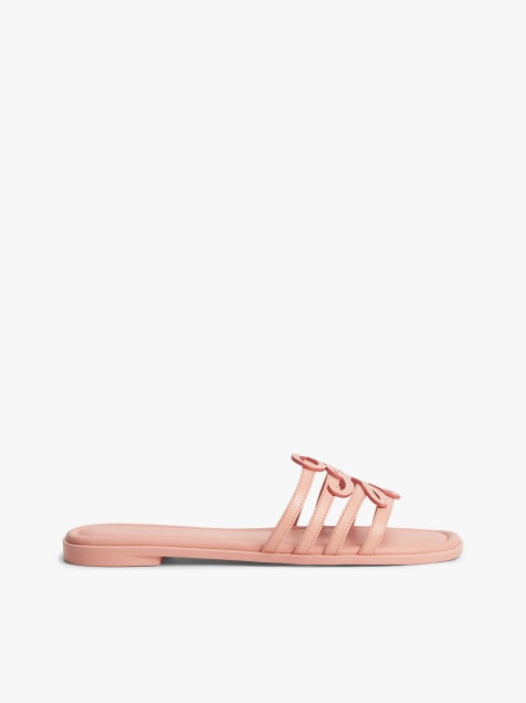 Tommy Hilfiger - Mules en cuir avec bride à logo - Rose clair - view 1
