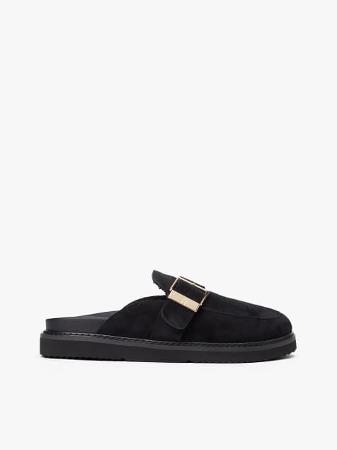 Tommy Hilfiger - Mules en daim à boucle à monogramme TH - Noir - view 1