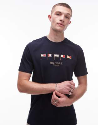 Tommy Hilfiger Multi Flag Logo T-shirt In Blue