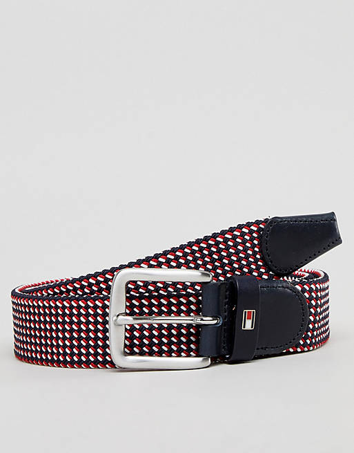 Tommy Hilfiger Multi Icon Flag Woven Belt 3.5cm in Red/White/Blue | ASOS