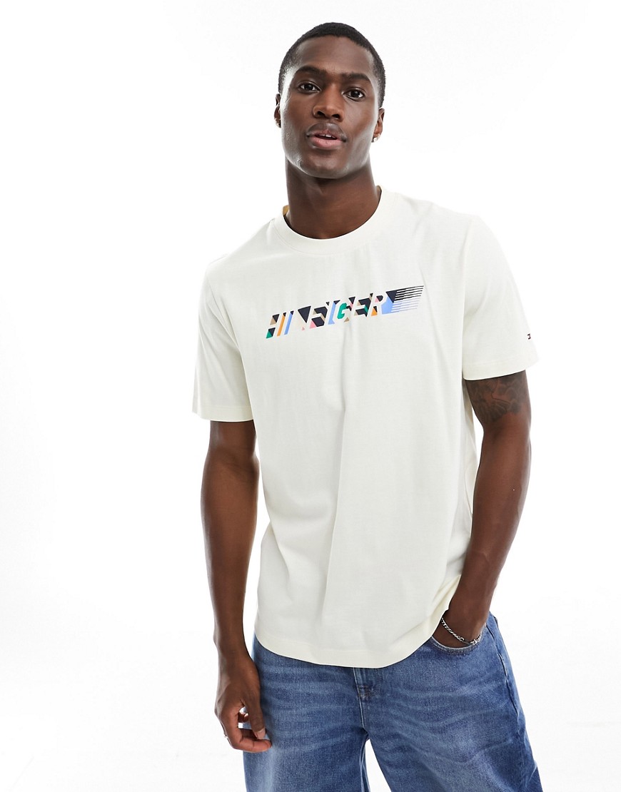Tommy Hilfiger multicolour hilfiger t-shirt in cream-White