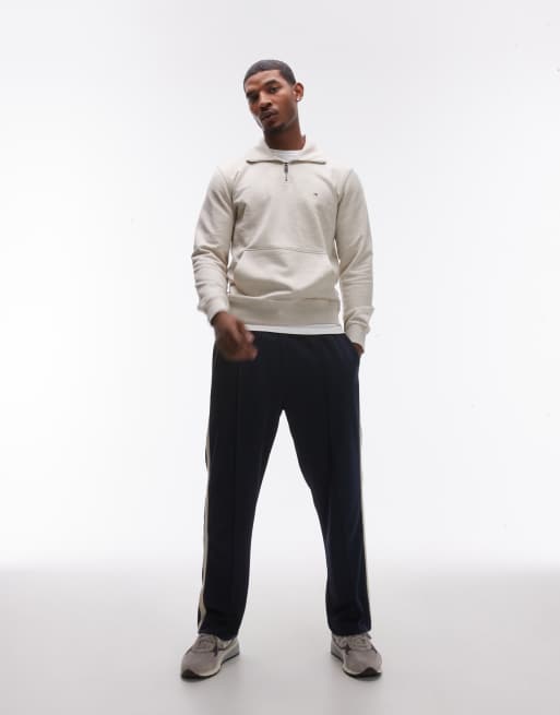 Tommy Hilfiger – Naturvit sweatshirt med kort dragkedja vid halsen, 3 av 4