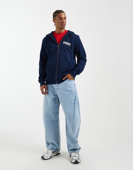 Tommy Hilfiger nautical graphic zip up hoodie in navy, 2 of 5
