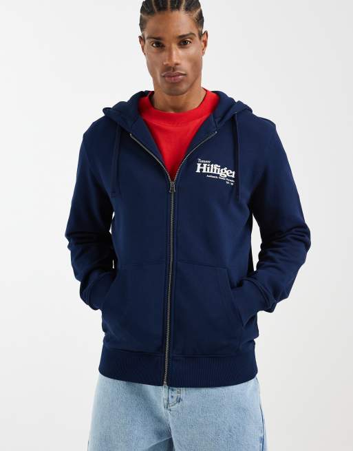 Tommy Hilfiger nautical graphic zip up hoodie in navy, 5 of 5