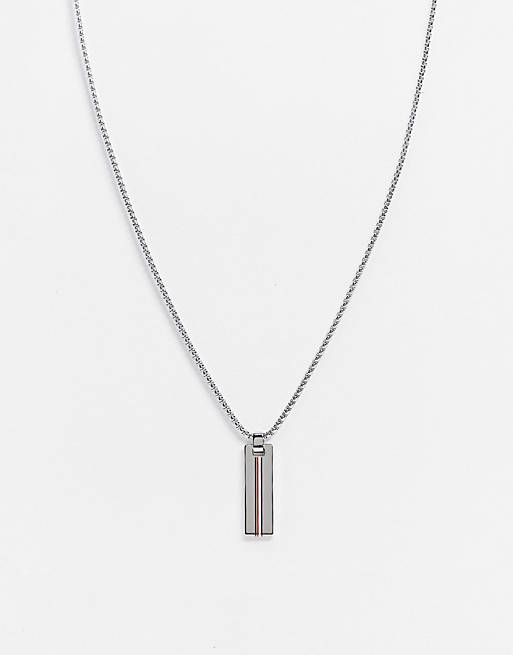 hybrid Bridge pier Arrowhead Tommy Hilfiger neck chain with branded pendant in silver | ASOS