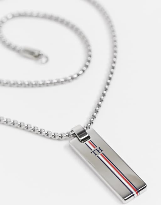 Tommy Hilfiger Men's Monogram Tag Chain Necklace, Silver at John Lewis &  Partners