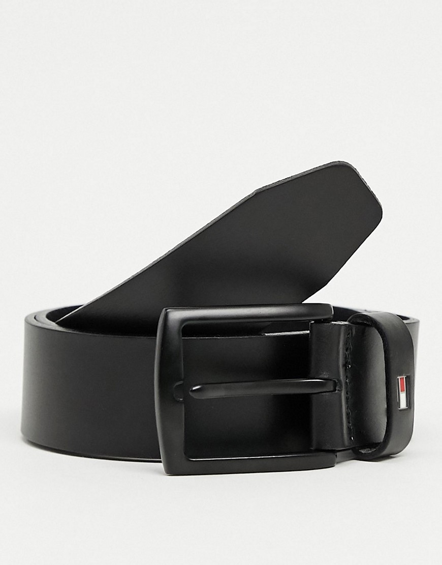 Tommy Hilfiger new denton 3.5cm leather belt in matte black