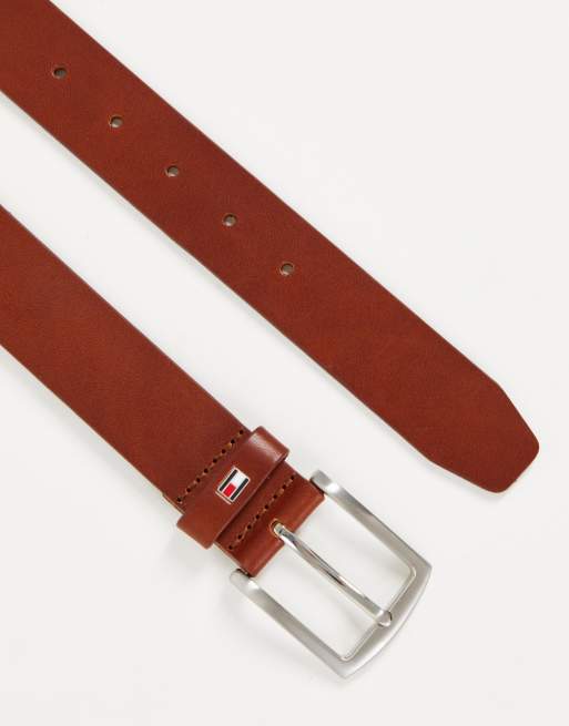 Tommy Hilfiger - New Denton - Cintura in pelle color cuoio da 3,5cm, 3 di 4