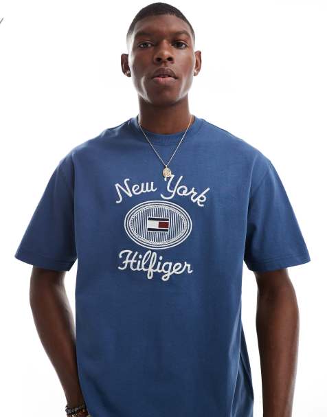 Tommy Hilfiger new york graphic logo t-shirt in blue - view 1