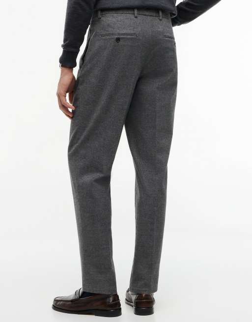 Tommy Hilfiger New york label brushed tapered trousers in dark grey heather, 4 of 6