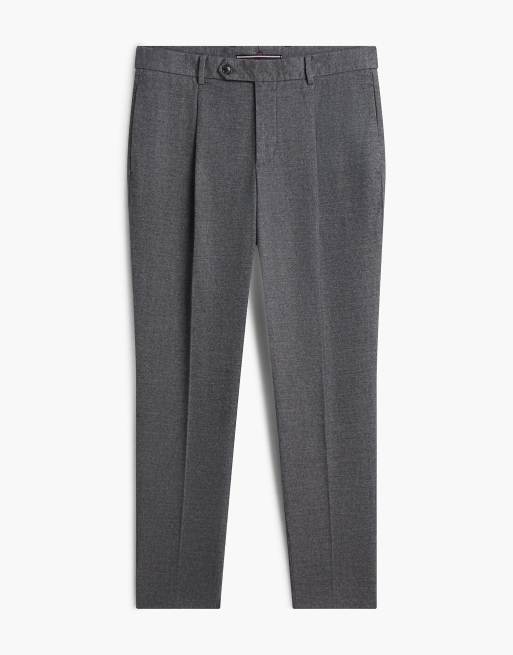 Tommy Hilfiger New york label brushed tapered trousers in dark grey heather, 5 of 6