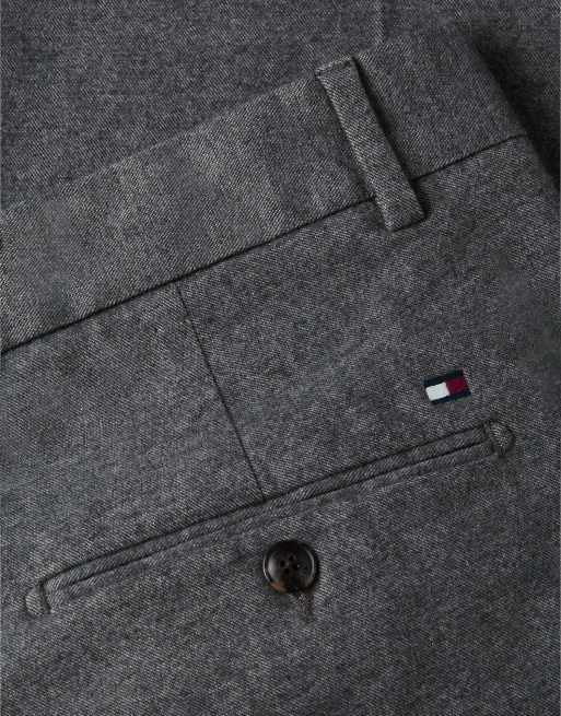 Tommy Hilfiger New york label brushed tapered trousers in dark grey heather, 6 of 6