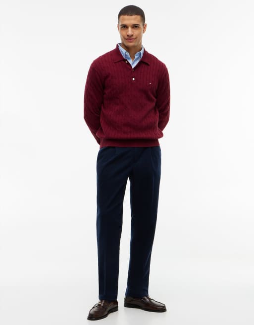 Tommy Hilfiger New york label brushed tapered trousers in navy blue, 2 of 6