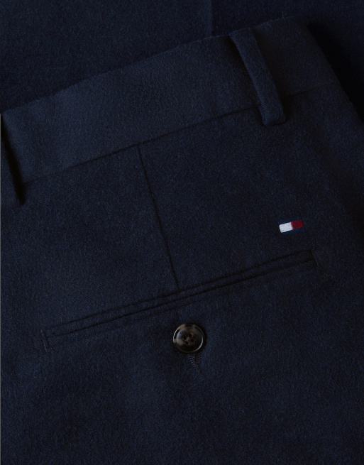 Tommy Hilfiger New york label brushed tapered trousers in navy blue, 6 of 6