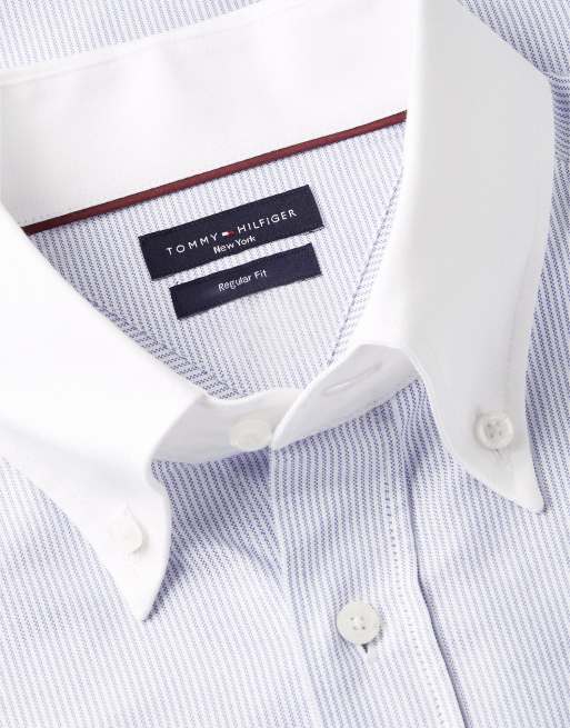 Tommy Hilfiger New York Label Hemd in Regular Fit mit Kontrastkragen in Blue Spell / Weiß, 6 von 6