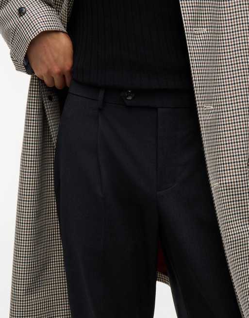 Tommy Hilfiger New York Label Hose aus Wollmix mit konischem Bein in dunklem Meliertgrau, 3 von 7