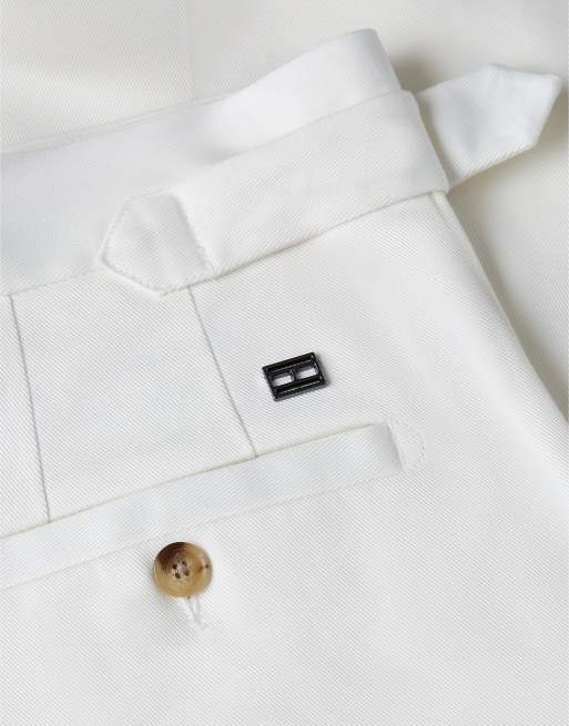 Tommy Hilfiger – New York Label – Locker geschnittene Hose aus Twill in Weiß, 7 von 7