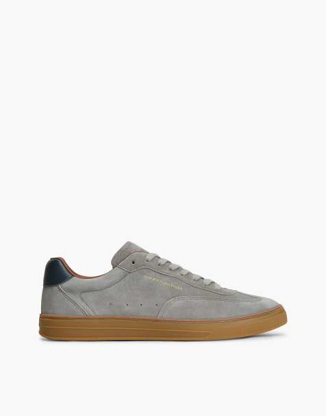 Tommy Hilfiger New york label luxe suede trainers in grey - view 1